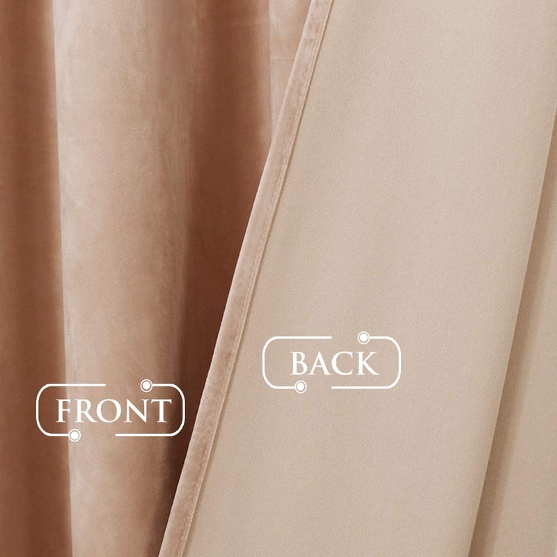 StangH Blush Beige Velvet Curtains Light Blocking Kids Curtains for Girls Bedroom, Rod Pocket Back Tab Privacy Thermal Insulated Drapes for Nursery/Classroom, W52 x L84 inches, 2 Panels - Image 5
